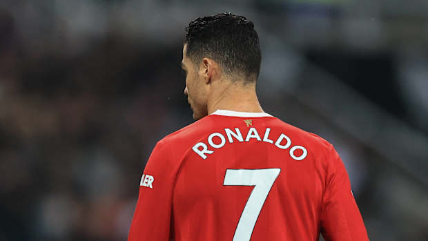 Cristiano Ronaldo pictured wearing Manchester United's iconic no.7 shirt